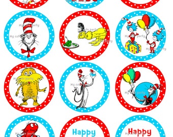 Items similar to Dr. Seuss Inspired 'Thing 1 Thing 2' Cupcake Toppers ...