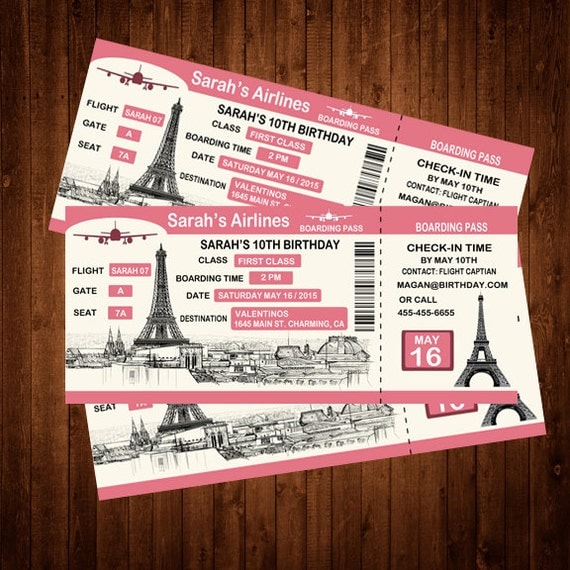 Paris Boarding Pass Invitations 9