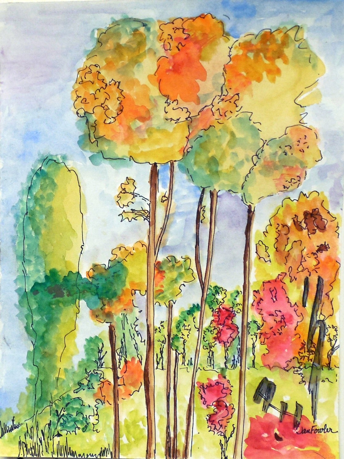 Watercolor Abstract Trees by FowlerArtStudios on Etsy