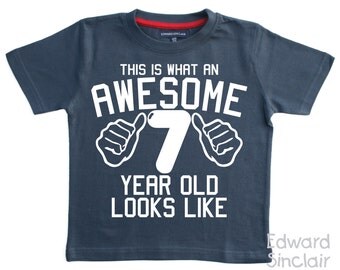 This is what an awesome 7 year old looks like. Boys 7th Birthday T-shirt