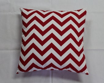Red and White Chevron Pillow Cover--Decorator Pillow Cover-You Choose Size