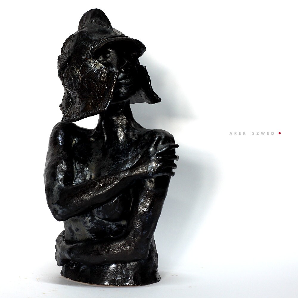 The Amazon / Ceramic Sculpture/ Unique Ceramic Figurine/ Black