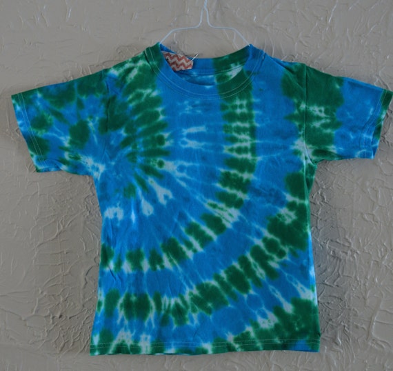 Items similar to S Youth Green Blue spiral tie dye shirt on Etsy
