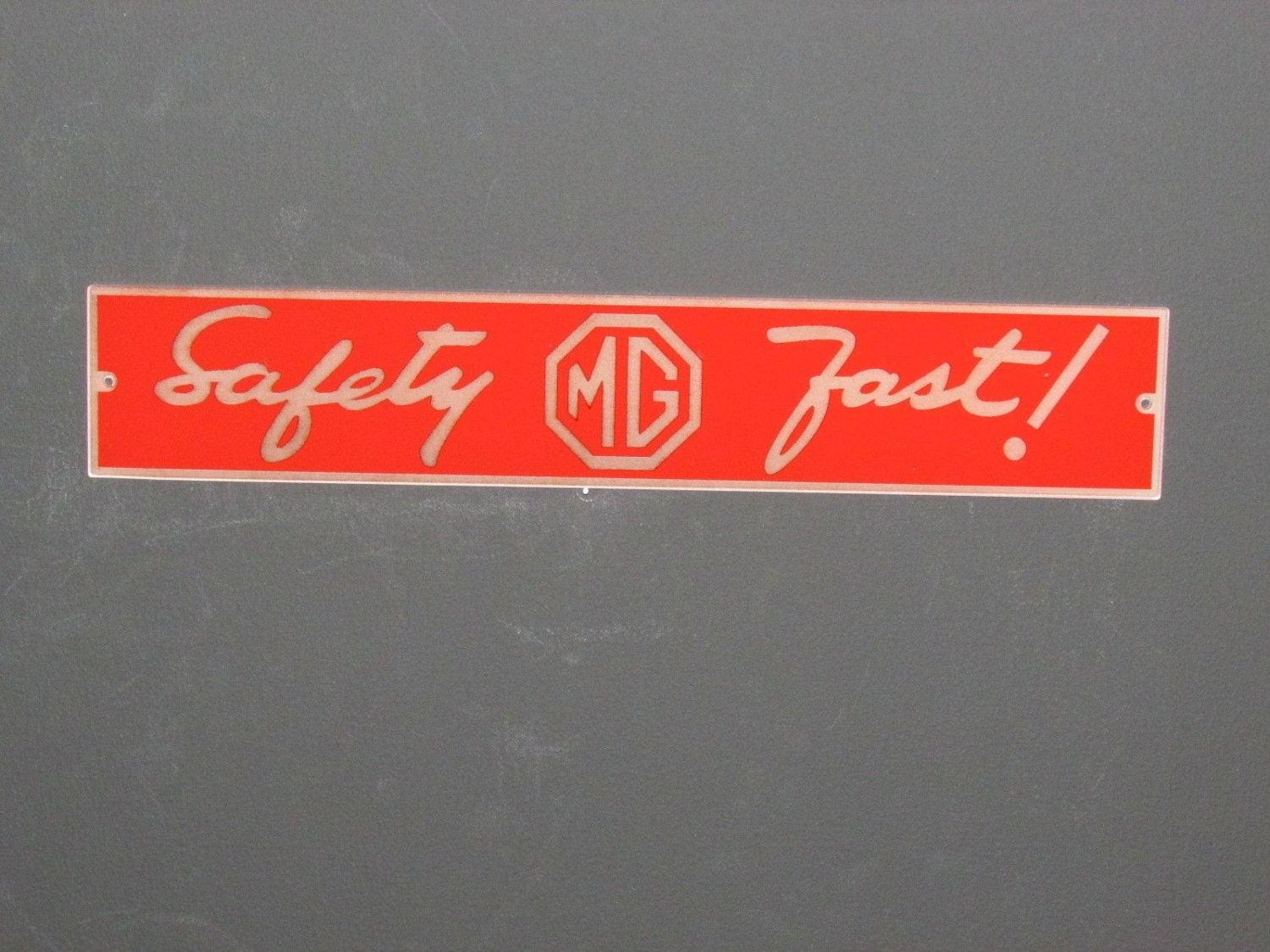 MG Safety Fast Red Sign Man Cave Garage Art MGB