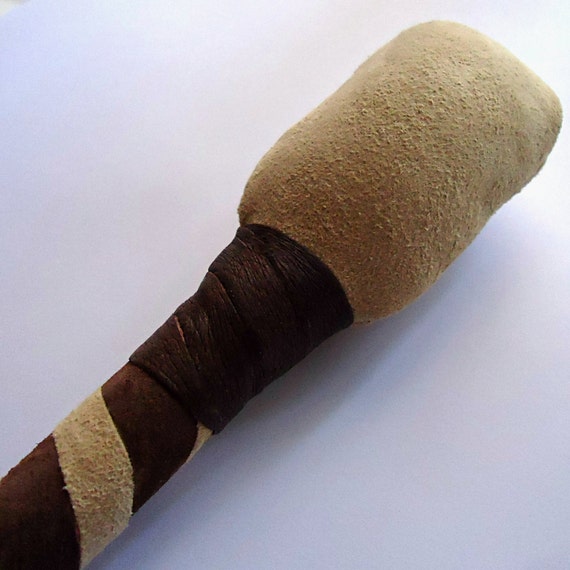 Native American DRUM STICK with Rattle Head. by TheRattleMaker