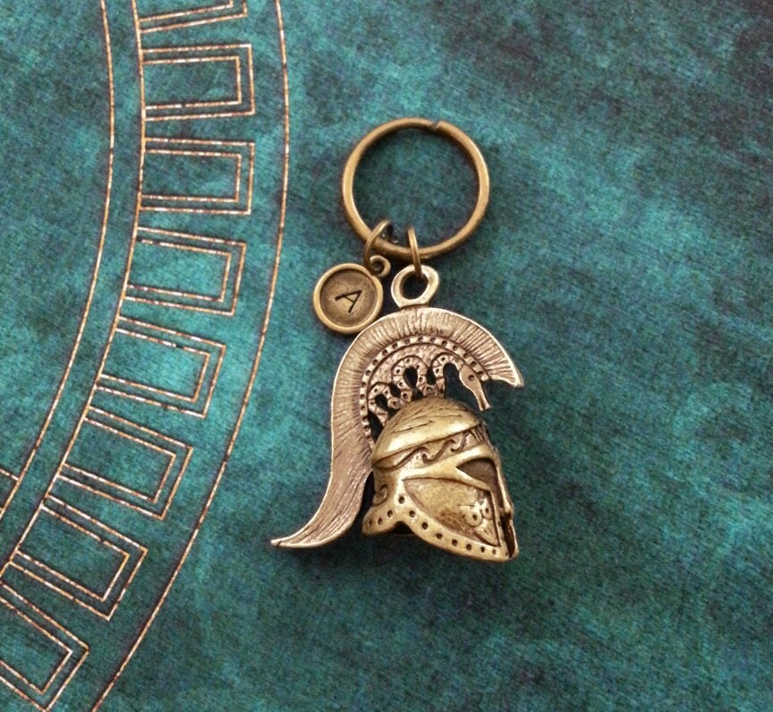 Spartan Keychain Bronze Spartan Helmet Keychain Personalized