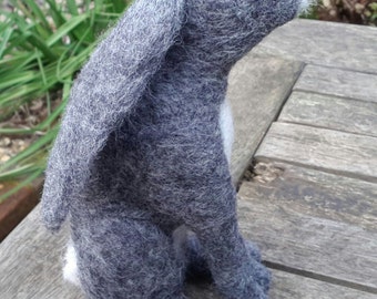 Needle Felted Hare - Moon Gazing Hare - Handmade by Velvetmushroom