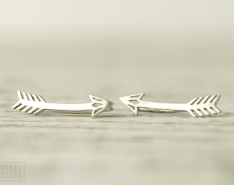 Arrow Earrings Sterling Silver Ear Cuff American Native Ear climber Pin Earrings Boho Jewelry - FES019 T1