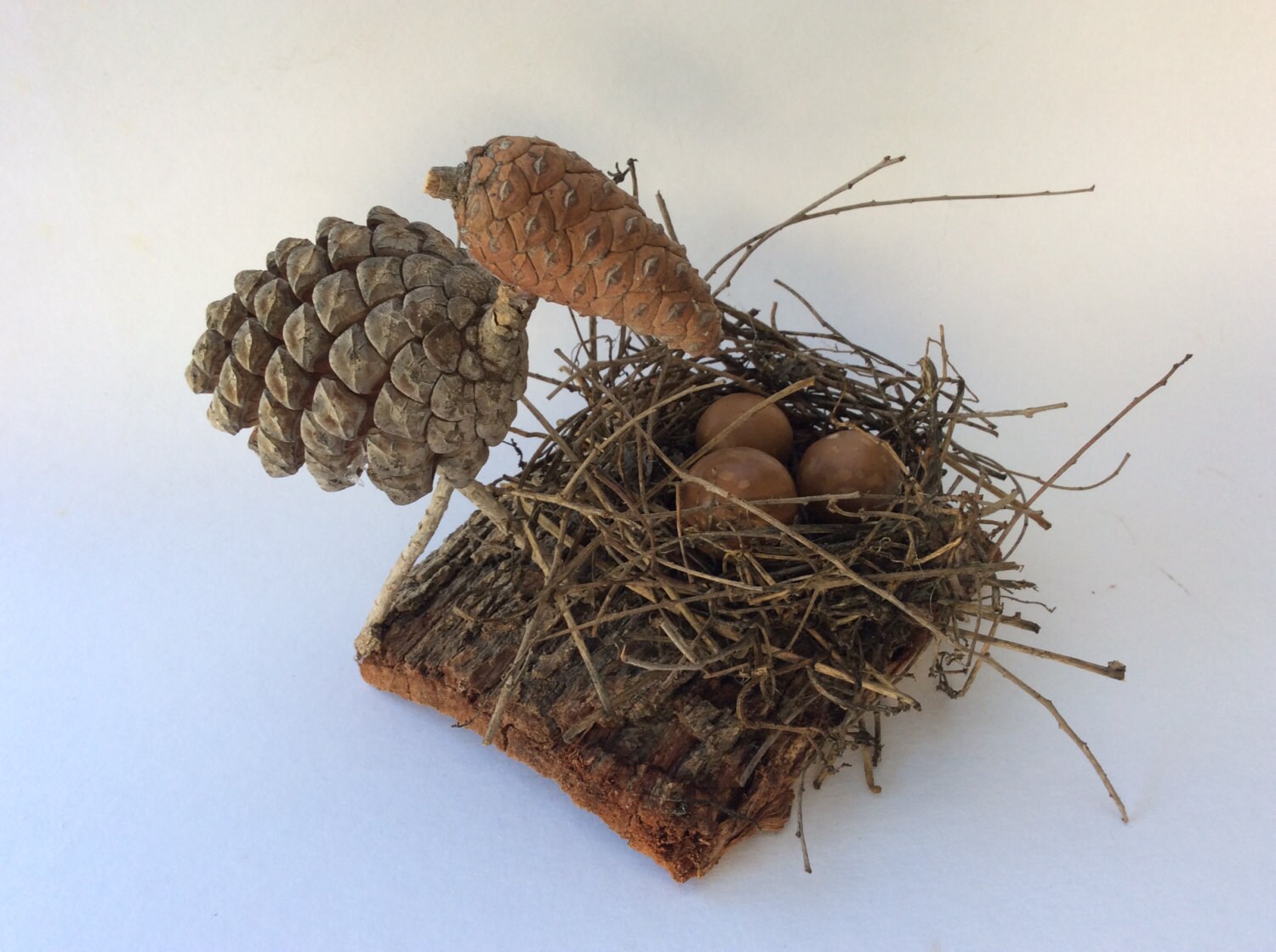 Pine cone bird Bird Nest Handmade Eco friendly by pineconeinabox
