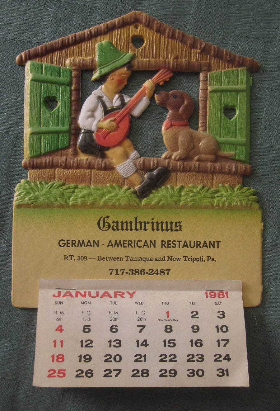1981 Boy and Dachshund Advertising Calendar