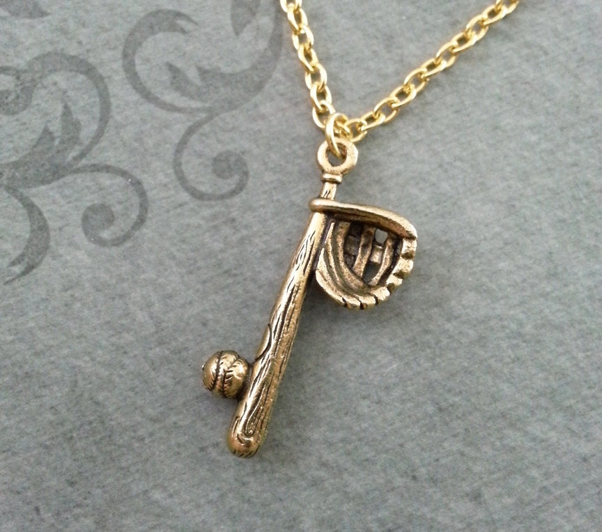 Baseball Necklace Baseball Jewelry Gold Baseball Bat