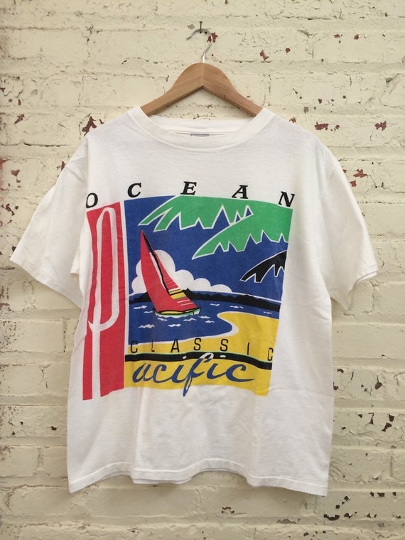 1980/90s Ocean Pacific Classic Sailboat Beach T-Shirt Made in