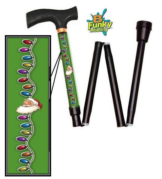 Santa Claus Folding Walking Cane Adjustable by BFunkyWalkingCanes
