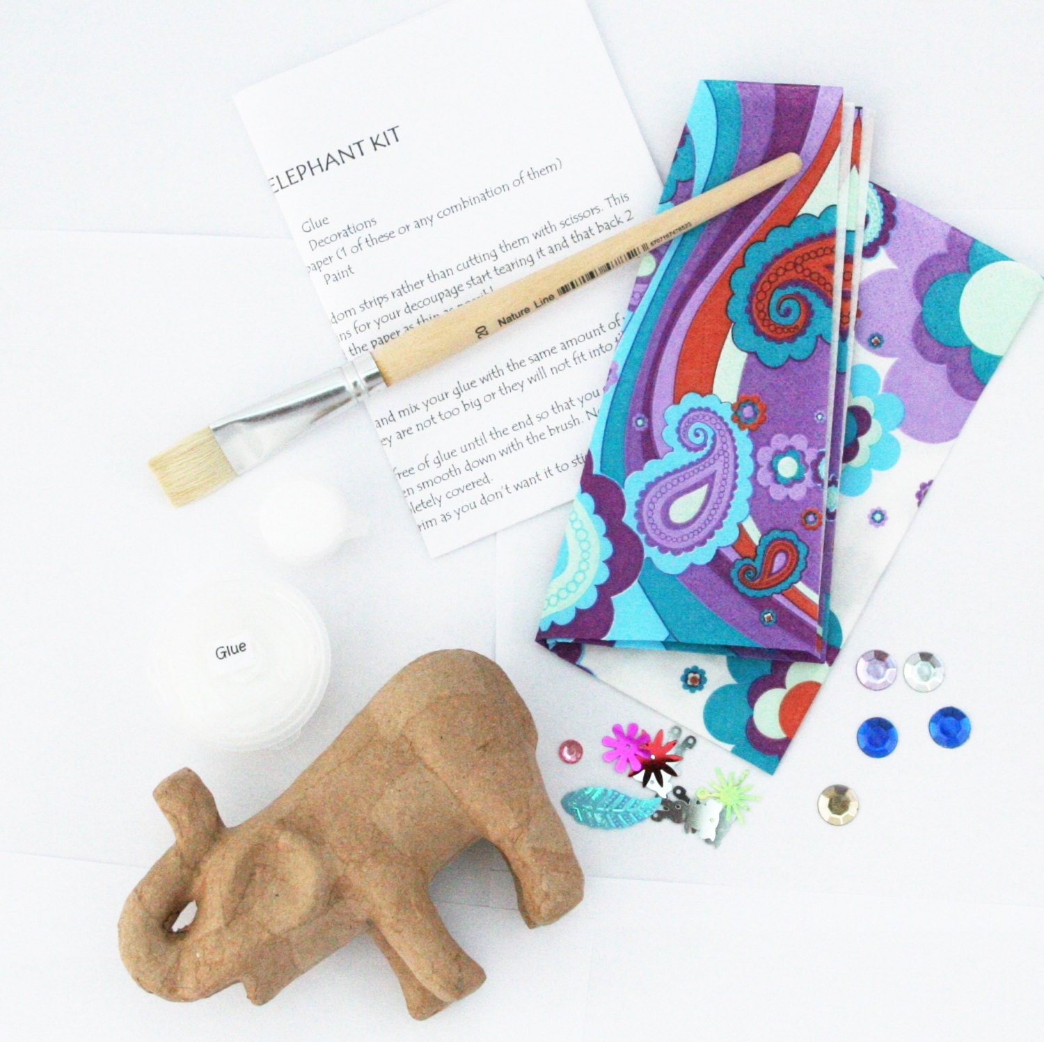 DECOUPAGE ELEPHANT KIT Do it Yourself Decoupage Papier-mache