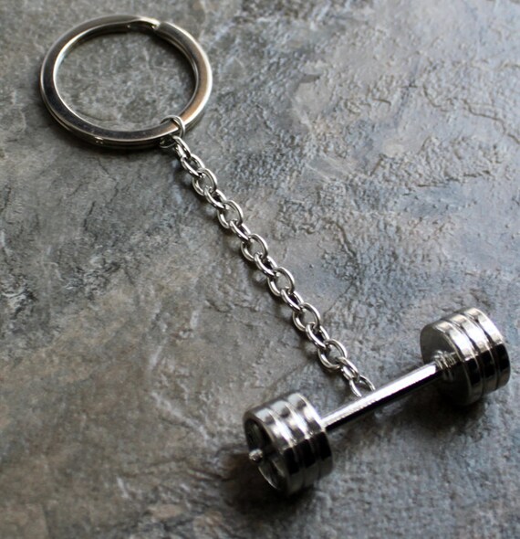 Barbell Keychain Bar bell Key Chain Keyring by LiftYourFork