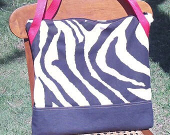 Zebra tote, 15x15,Zebra Tote Bag, Zebra Zipper Tote, Zebra Zipper Tote Bag, Tote, Bag, Purse, Pocketbook, Market Bag, Zebra Market Bag,