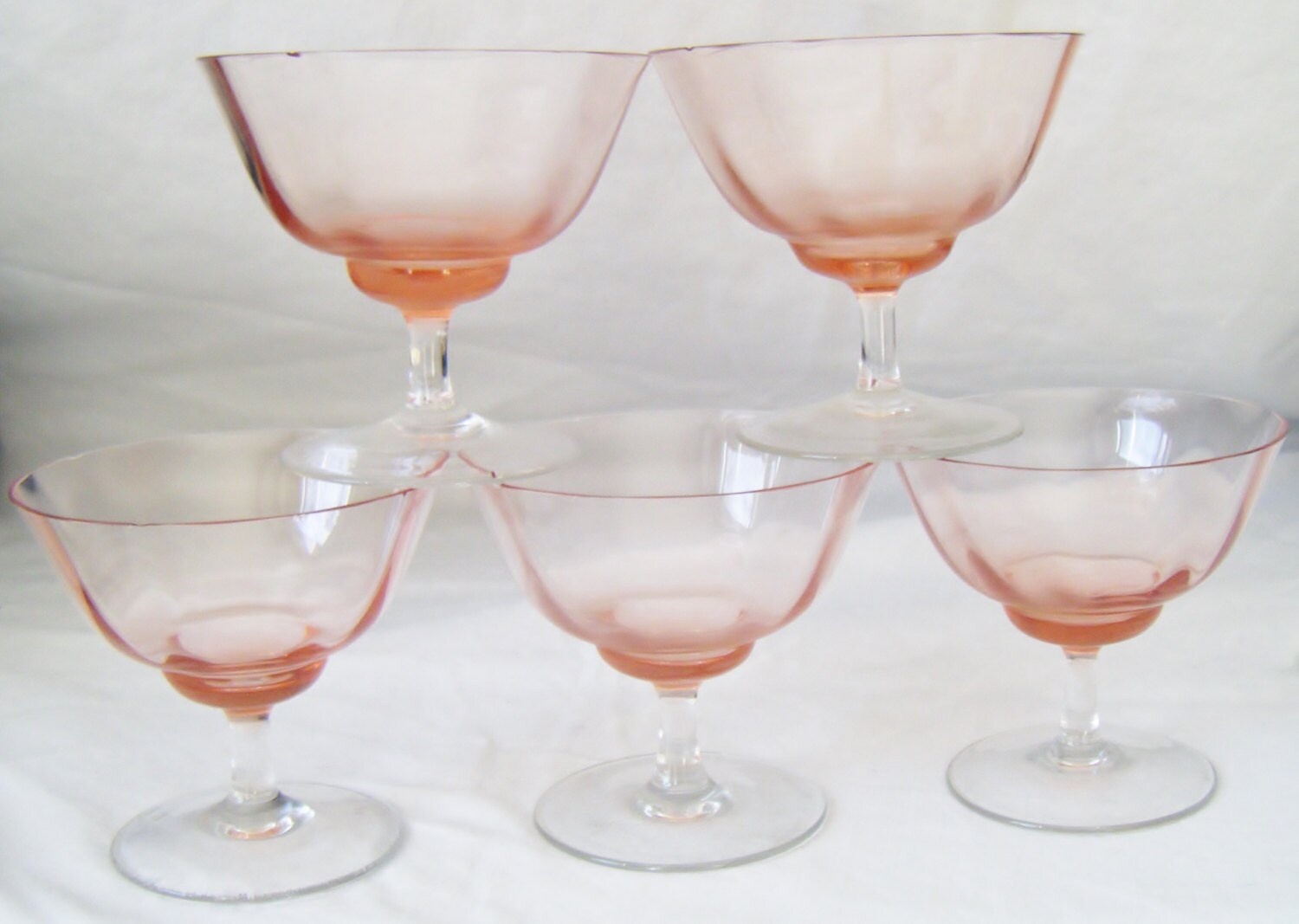 PINK Depression Glass Dessert Cups Set of 5 by DauphinTimeCapsule