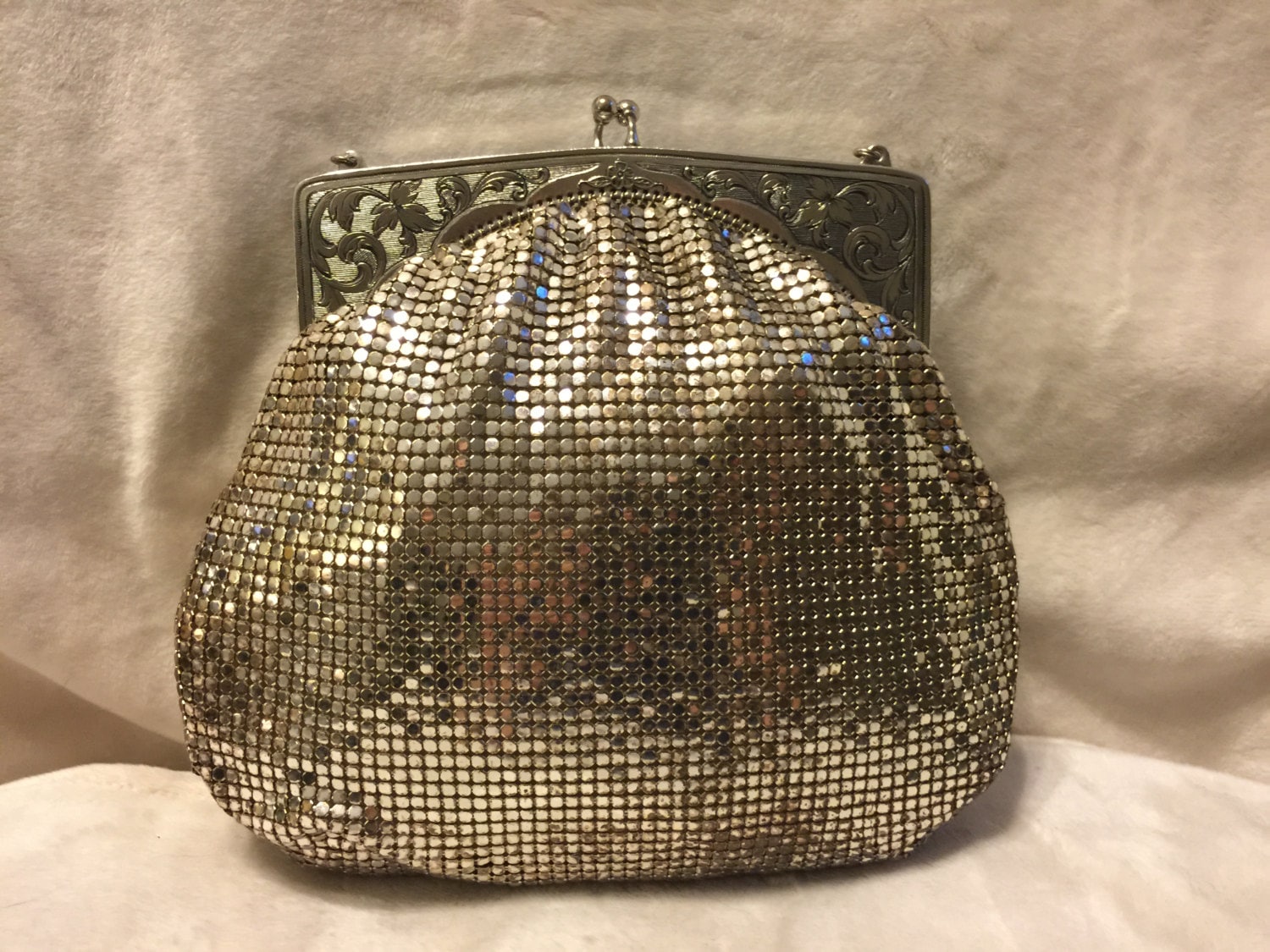 whiting and davis silver mesh bag