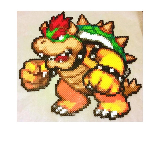 Bowser perler sprite pixel art 8 bit perler beads by PerlPop