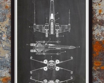 X-Wing Fighter Star Wars Wall Patent Print, Patent Art, Star Wars Poster, Star Wars Blueprint, Star Wars Patent Print, Plexity Prints #122