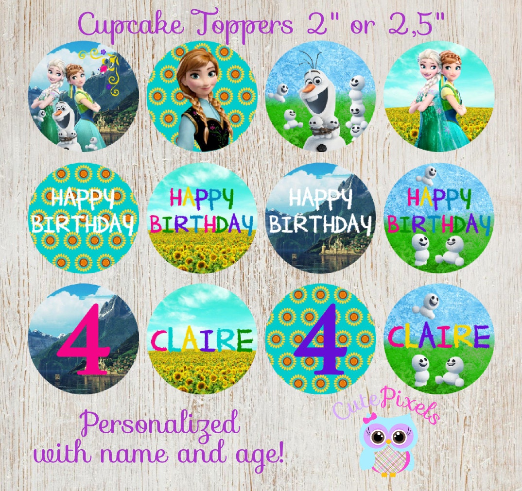 Frozen Fever Cupcake Toppers Disney Frozen Frozen by CutePixels