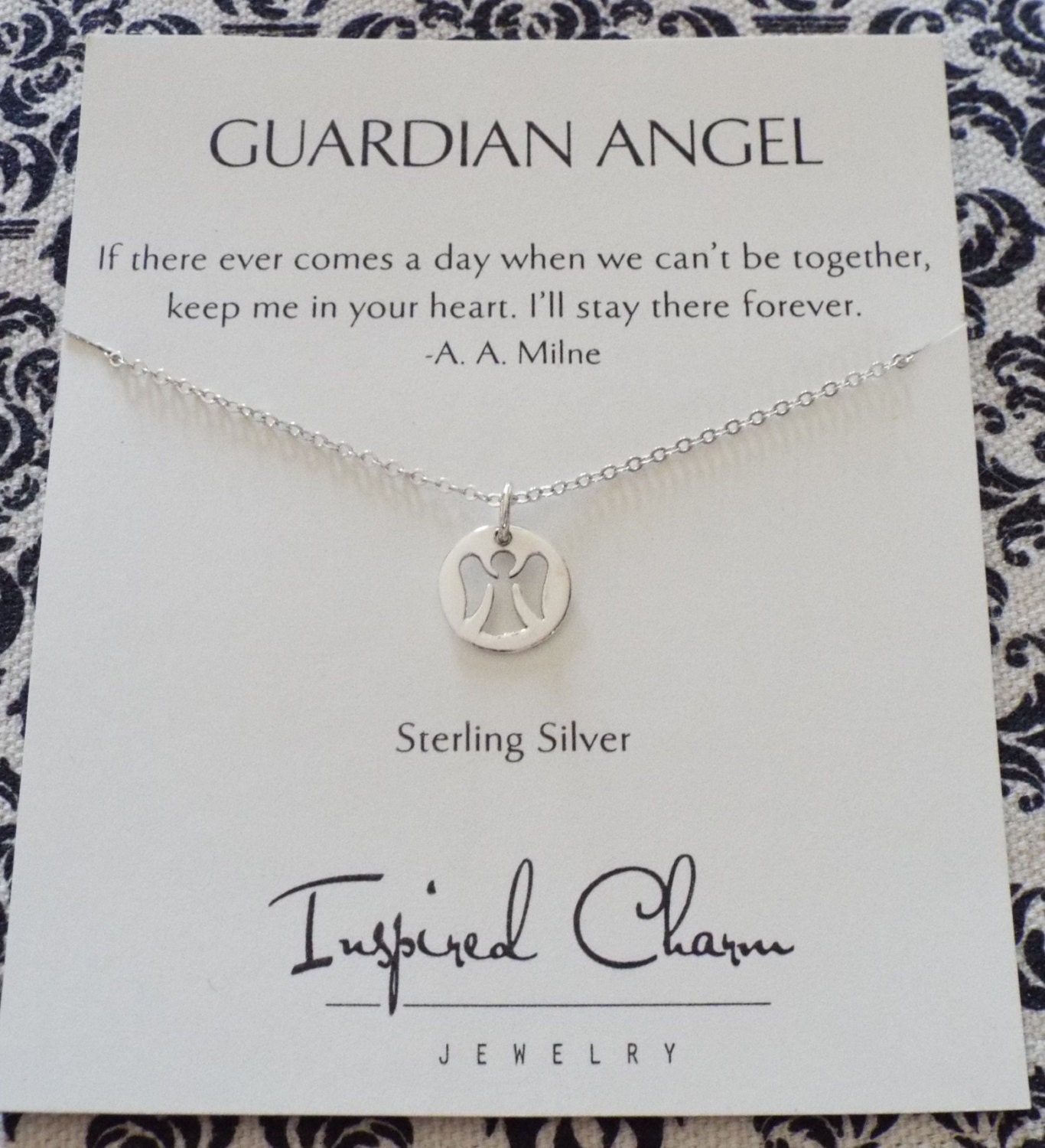 Sterling Silver Guardian Angel Necklace Remembrance Jewelry