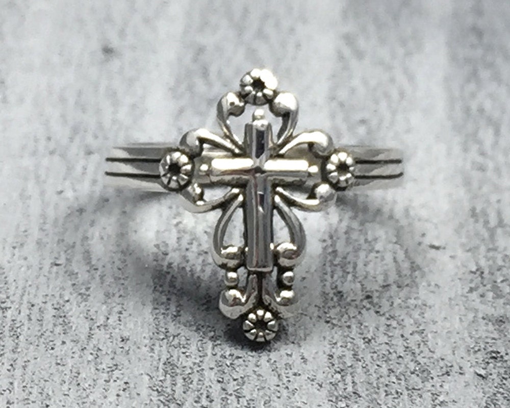 925 sterling silver filigree cross women's by TreasuredJewelryCo