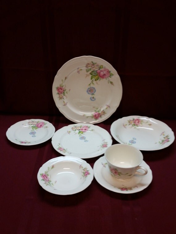  Edwin  M Knowles China Co 43 12 7 Piece Place Serving