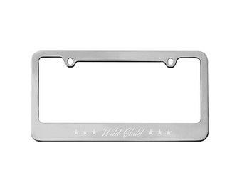 Personalized Car License Plate Frame - Metal Frame - License Plate Holder - Chrome Silver - Gifts