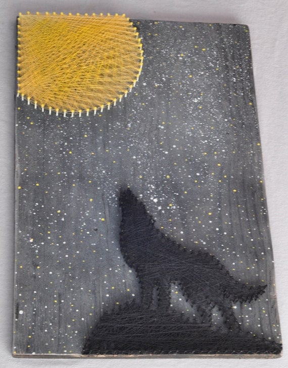 Items Similar To Wolf Howling At The Moon String Art On Etsy