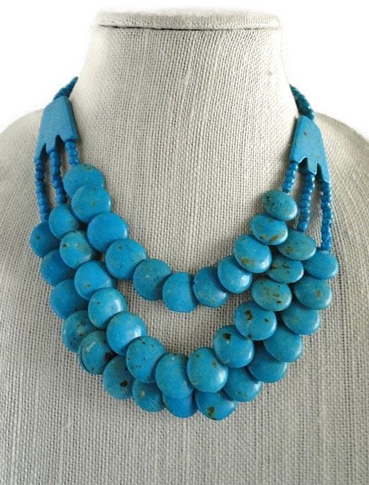 Turquoise Necklace Statement Necklace Turquoise by WovenStory