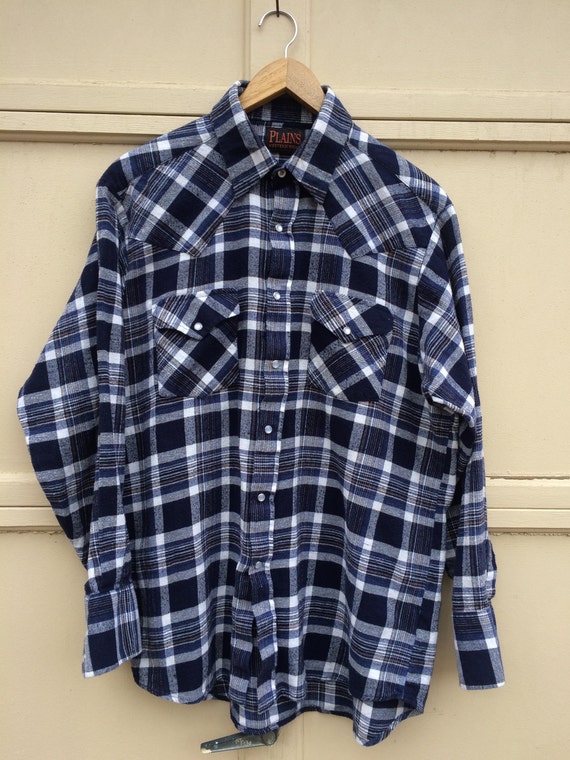 Items similar to Vintage Plains Western Cowboy Flannel Shirt on Etsy