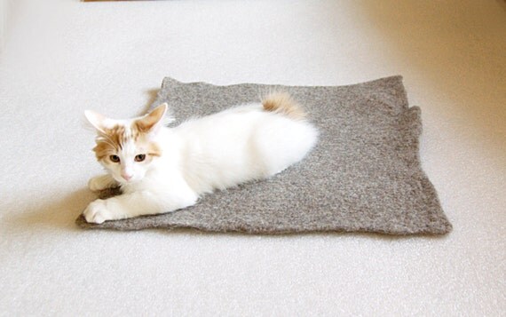 Eco felted pet bed cappuccino wool cat bed felt dog by ...