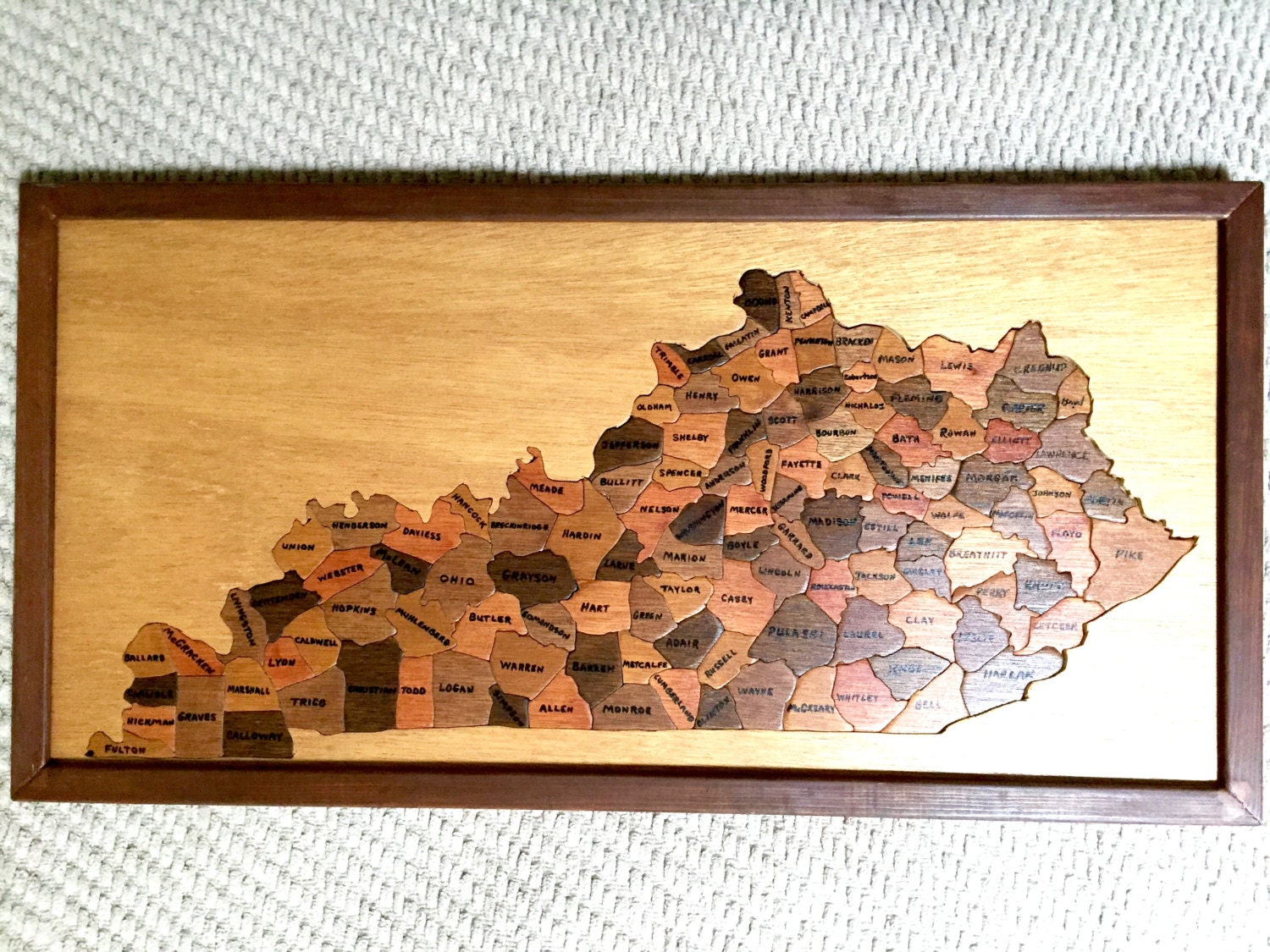 State of Kentucky Wooden County Jigsaw Puzzle by CraftedKentucky