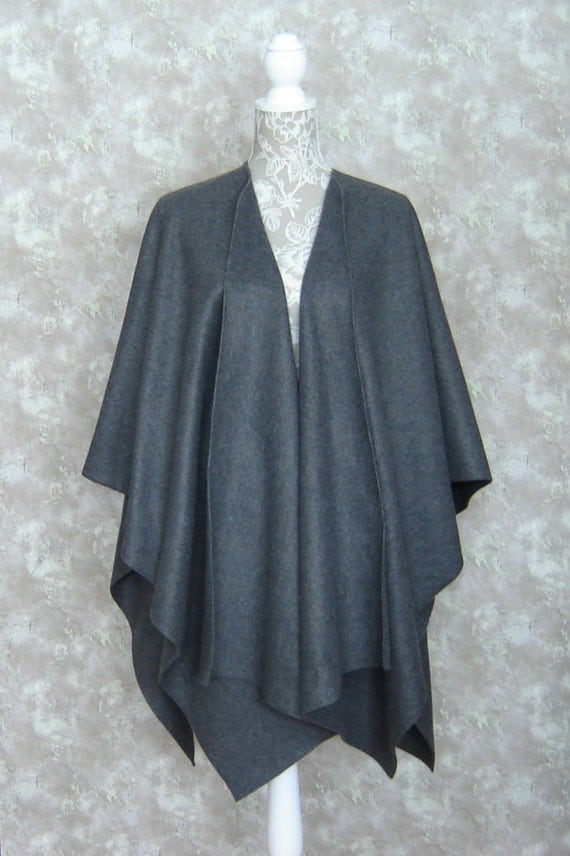 Charcoal Gray Fleece Ruana Shawl Wrap 50 X by BagsandFleeceByECB