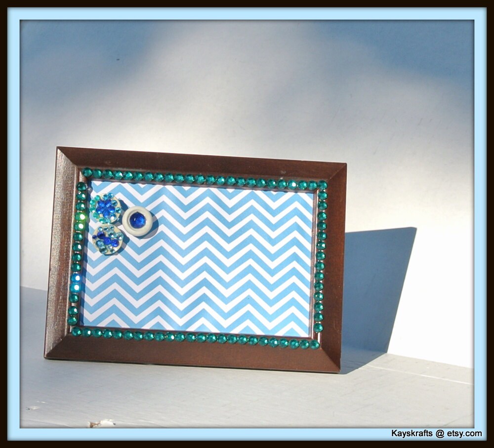 Blue Chevron Cork Bulletin Board 4x6 Cork Pin Board Tack