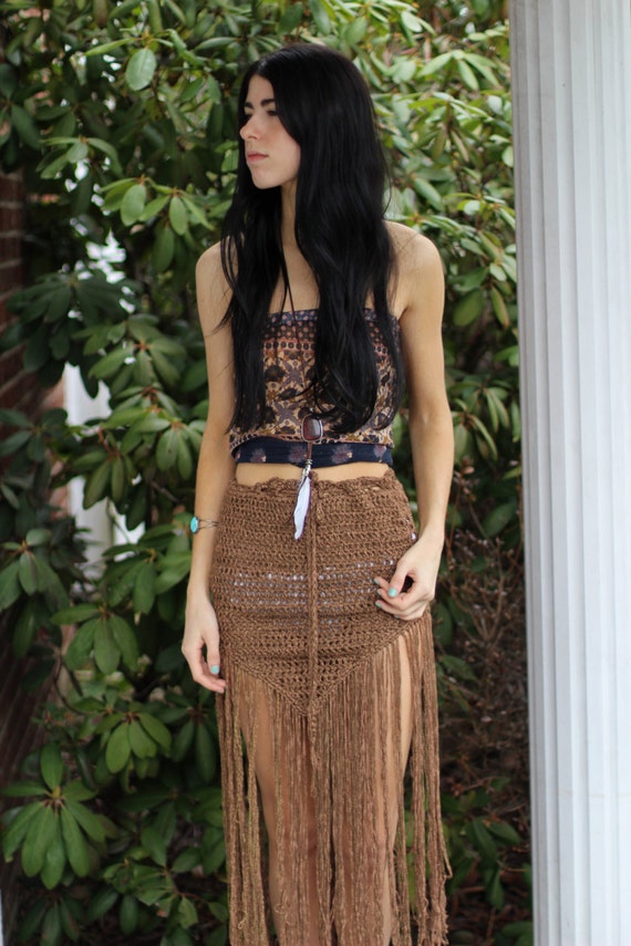 Crochet fringe skirt FRINGE boho fringe skirt tribal belly