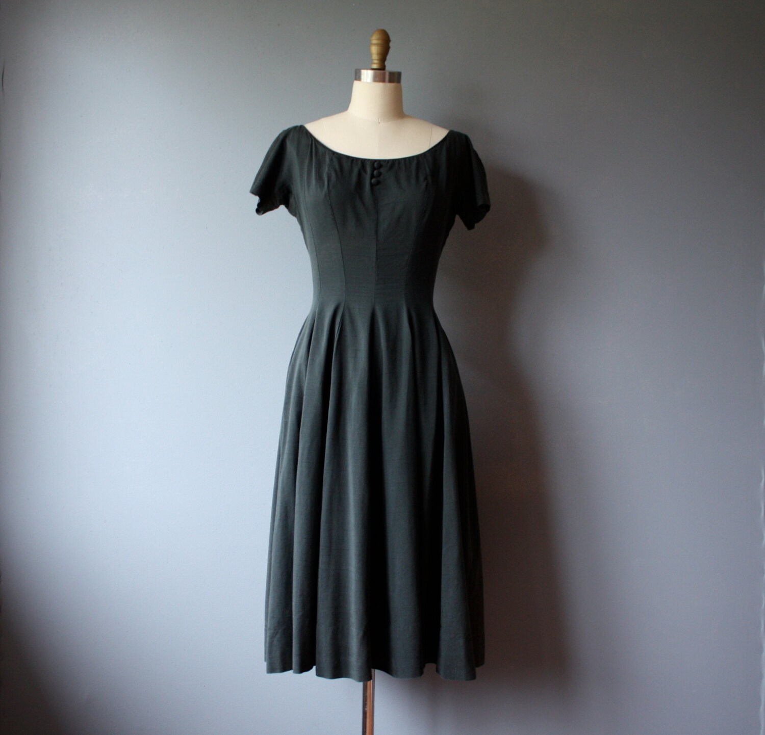 vintage 50s dress black full skirt dress small by GazeboTree