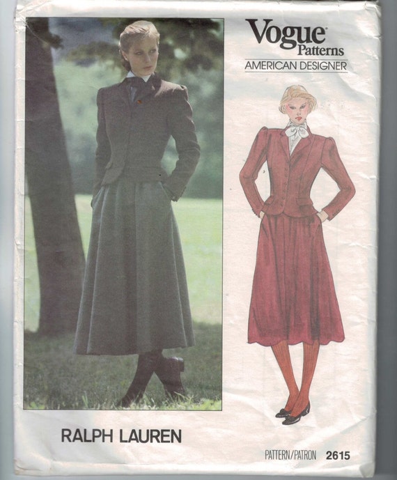 1980s Vintage Sewing Pattern Vogue 2615 Ralph Lauren