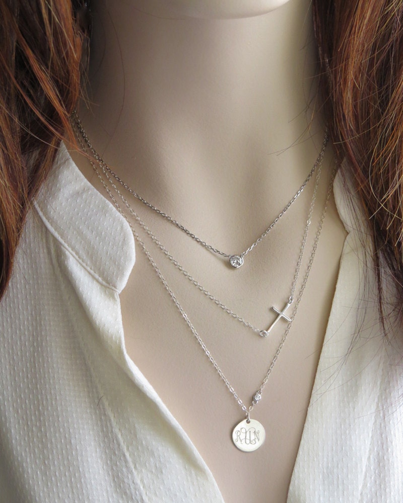 Side Cross Necklace Sideways Cross Layering Necklace