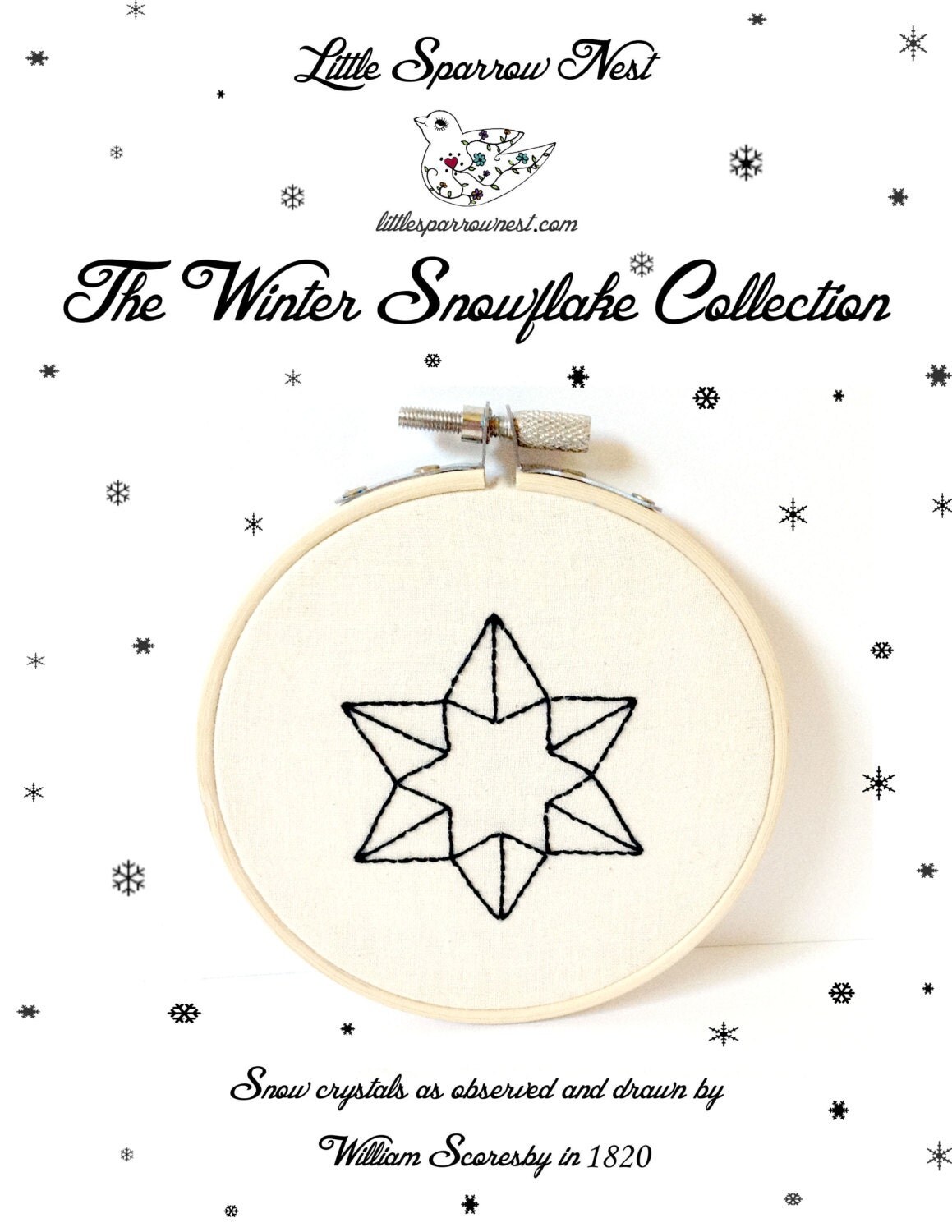 The Winter Snow Flake Collection ~ Fig 8. PDF Instant Digital Download Snow Crystal Embroidery Pattern ePattern .