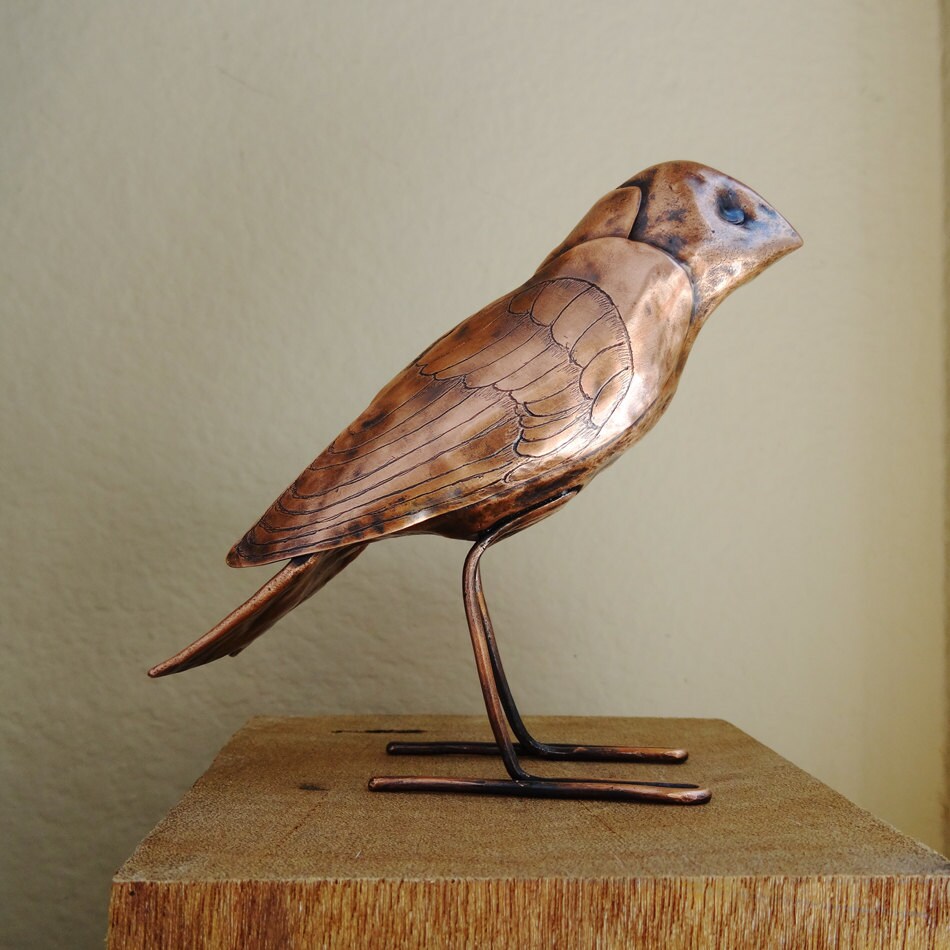 copper bird sculpture finch ooak hammered engraved copper bird sculpture finch ooak hammered engraved
