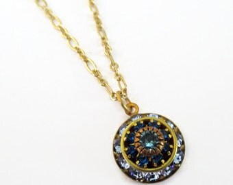 Blue Rhinestone Necklace - Jewelry Gift - Something Blue - Crystal Necklace - AURORA Glacier Blue