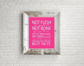 Baby Adoption Gift, Baby Wall Art, Not flesh of my flesh, Adoption Gifts, Baby love Custom Adoption Gift, gift for new mom Custom poem print
