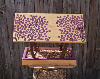 SUMMER SALE - Persnickety Bird Feeder - Handmade Open Air Bird Feeder in Rustic Twigs & Purple Berries - Reclaimed Wood and Tree Branches