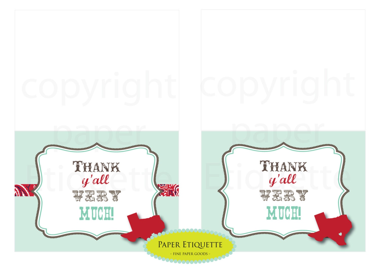 Texas Thank You Cards Print Your Own