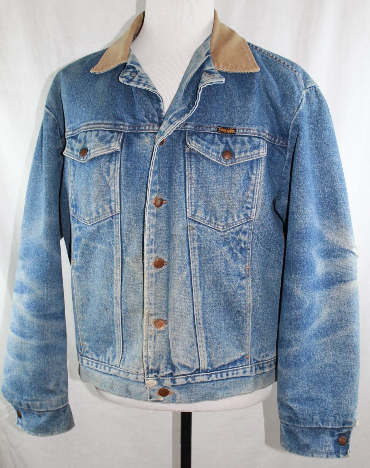 Vintage Wrangler Blanket Lined Denim Jean Jacket Ranch Worn