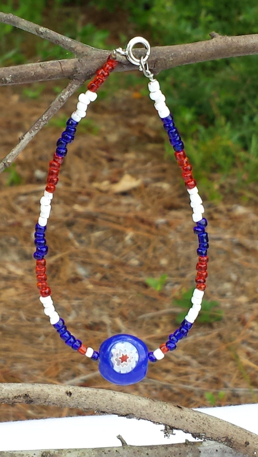 Patriotic Bead Bracelet by BatsBelfryCrafts on Etsy