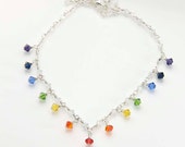 Crystal Rainbow Necklace - Swarovski Crystals and Sterling Silver - 7 Chakra Necklace - N2004