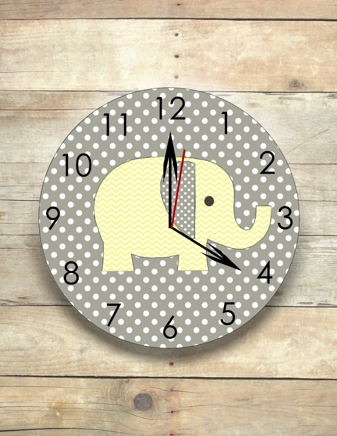elephant nursery elephant clock gray and yellow safari clock